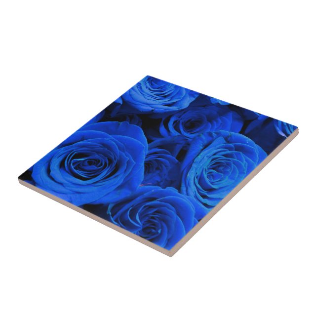 Elegant blue ro blåa blommor blue blommigt kakelplatta (Sidan)