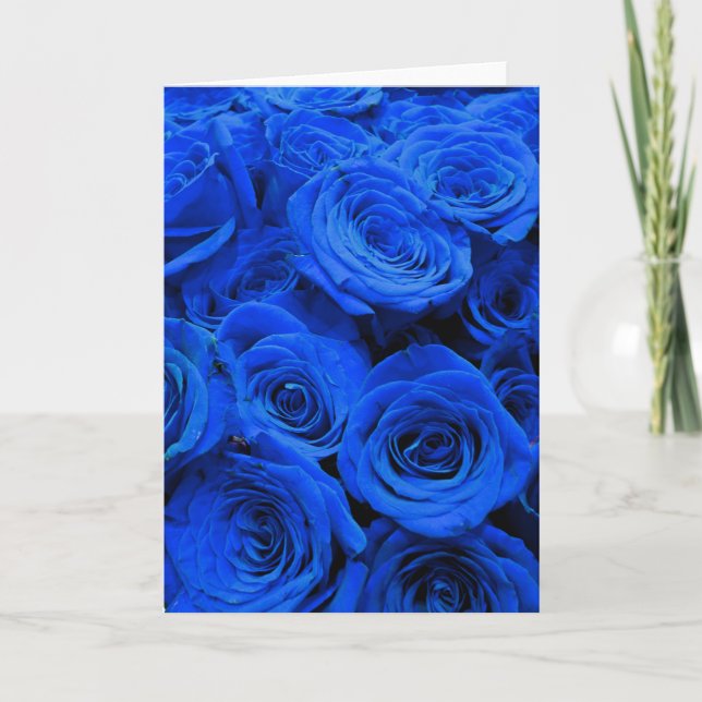 Elegant blue ro blåa blommor blue blommigt kort (Framsida)
