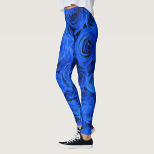 Elegant blue ro blåa blommor blue blommigt leggings