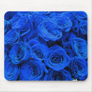 Elegant blue ro blåa blommor blue blommigt musmatta