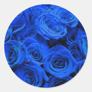 Elegant blue ro blåa blommor blue blommigt runt klistermärke
