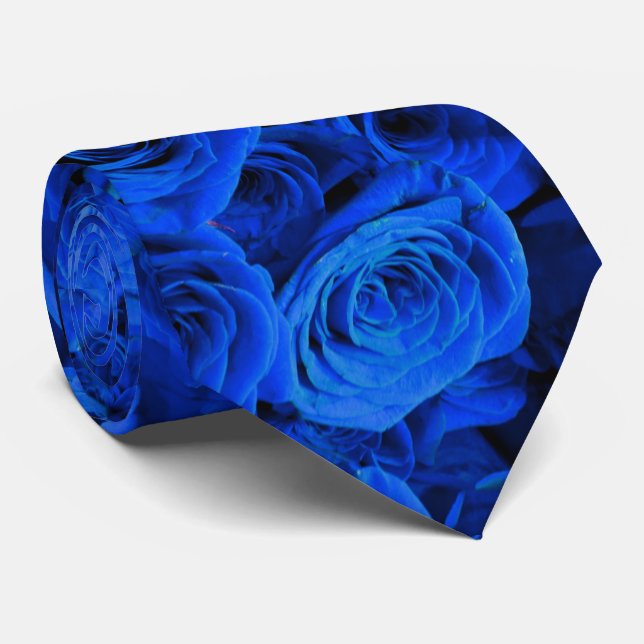 Elegant blue ro blåa blommor blue blommigt slips (Rullad)