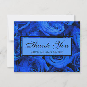 Elegant blue ro blåa blommor blue blommigt tack kort