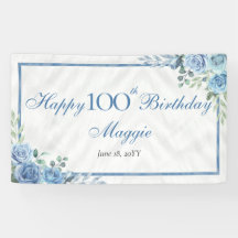 Elegant Blue Ro Blommigt 100:e Födelsedagsfesten