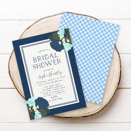 Elegant Blue Ro Blommigt Inbjudningskort för möhip