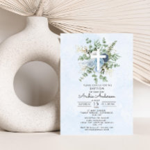 Elegant Blue Ro Greenery Baptism Christening