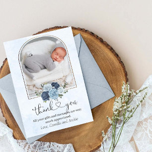 Elegant Blue Ro Greenery Baptism Christening Tack Kort