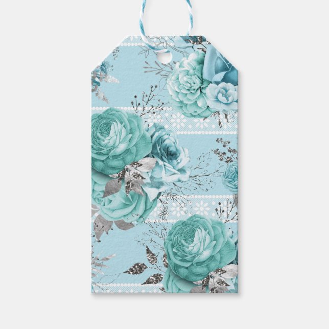 Elegant Blue Ro Snöre Presentetikett (Framsidan)