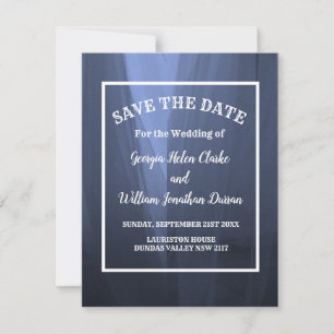 Elegant Blue Romantic Bröllop spara datum Inbjudningar