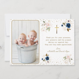 Elegant Blue Rosa Guld Flowers Twillingars Photo B Tack Kort