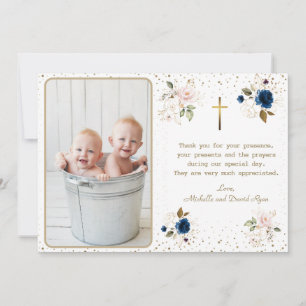 Elegant Blue Rosa Guld Flowers Twillingars Photo B Tack Kort