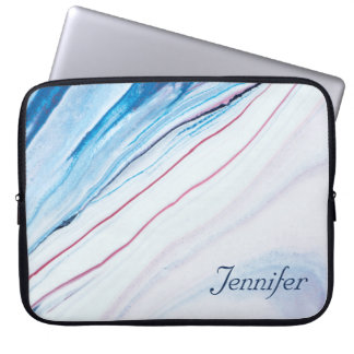 Elegant BLUE ROSA LILA FAUX MARBLE PERSONLIG Laptop Fodral