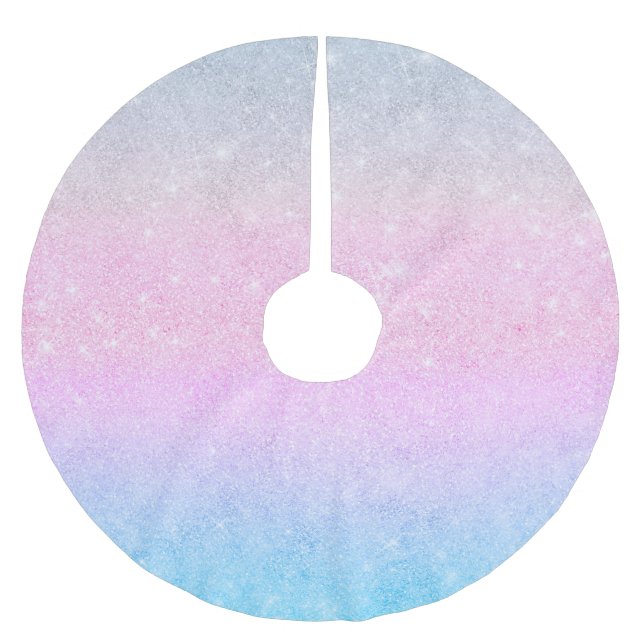 Elegant Blue Rosa Silver Glitter Design Julgransmatta Borstad Polyester (Framsidan)