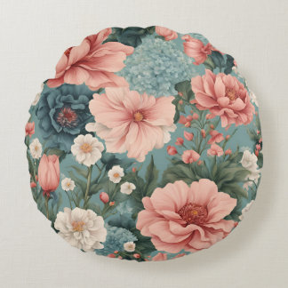 Elegant Blue Rosa Vår Sommarträdgårdsmästare i Bl Rund Kudde