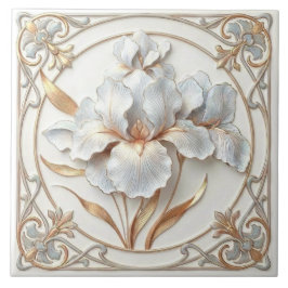 Elegant Blue Rose Gold Stylized Lilies Kakelplatta