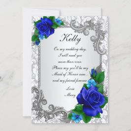 Elegant Blue Roses Brudtärna Kort