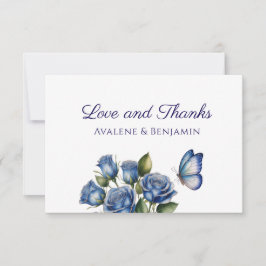 Elegant Blue Roses Butterfly Silver Wedding Tack Kort