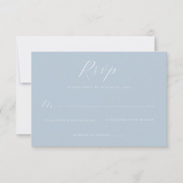 Elegant Blue RSVP Card OSA Kort (Framsida)