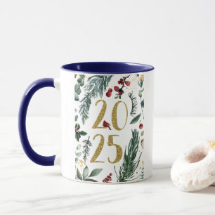 Elegant Blue Rustic 2025 New Years Helgdag Card Mugg