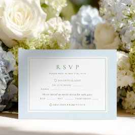 Elegant Blue & Sage  Wedding RSVP Card OSA Kort