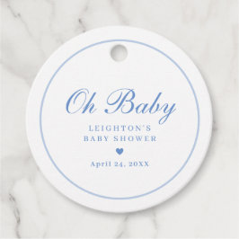 Elegant Blue Script Boys Oh Baby Shower Gåvor Etiketter