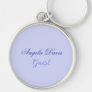 Elegant Blue Script Guest Namn Rund Silverfärgad Nyckelring