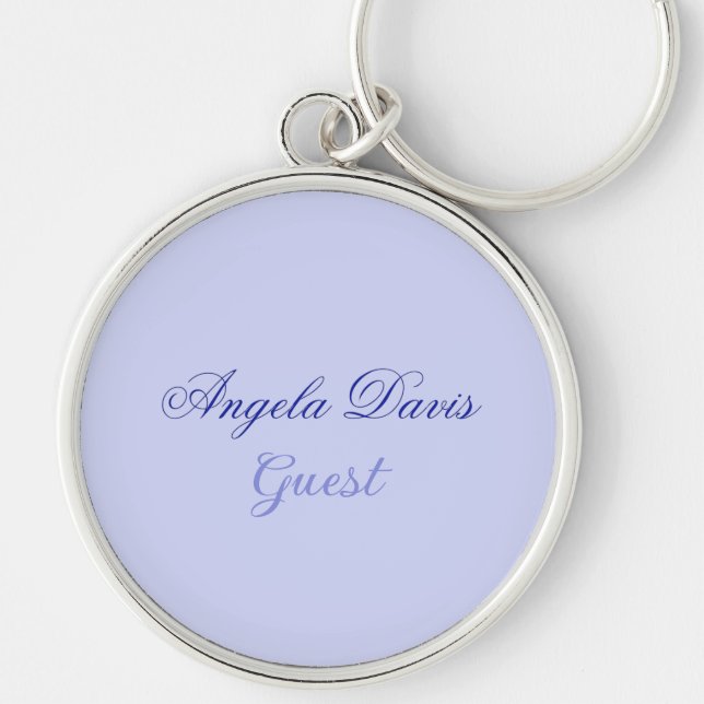 Elegant Blue Script Guest Namn Rund Silverfärgad Nyckelring (Framsidan)
