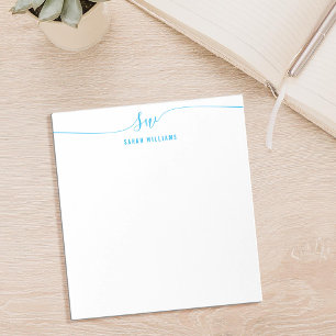 Elegant Blue Script Initial Monogram Anteckningsblock