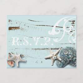 Elegant BLue Seashells Beach Wedding OSA kort