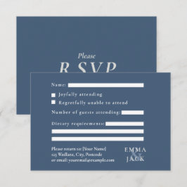 Elegant Blue serif ampersand bröllop OSA Kort