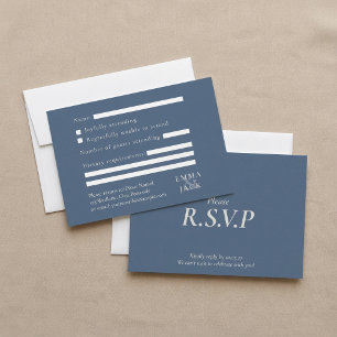 Elegant Blue serif ampersand bröllop OSA Kort
