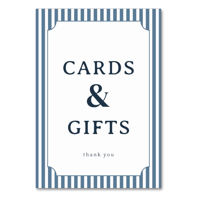 Elegant Blue Serif Gratitude Card Bordsnummer (Framsidan)