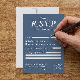 Elegant Blue serif med ampersand bröllop OSA Kort