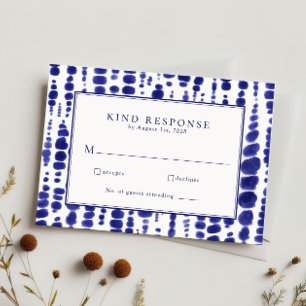 Elegant Blue Shibori Tie Dye Bröllop OSA Kort