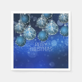 Elegant Blue & Silver Baubles Christmas Pappersservett