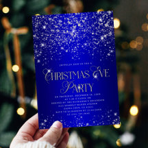Elegant Blue Silver Glitter jul Kväll Party i