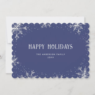 Elegant Blue Silver Snowflake Glad helg Card Julkort