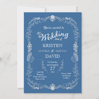 Elegant Blue & Silver Utandning Monokromatisk Bröl Inbjudningar