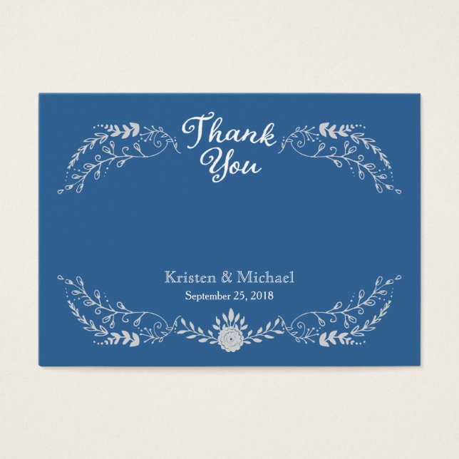 Elegant Blue & Silver Utandning Monokromatisk Bröl Visitkort (Framsidan)