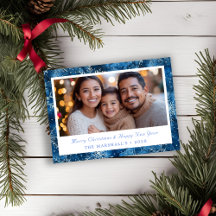 Elegant Blue Snöflingor Helgdag Photo