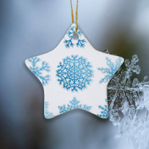 Elegant Blue Snöflingor White-jul