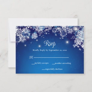 Elegant Blue Snowflake Gnistra Bröllop OSA Kort