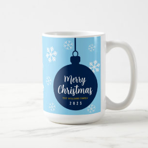 Elegant Blue Snowflake God jul Helgdag Kaffemugg