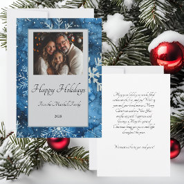 Elegant Blue Snowflake Helgdag Card Inbjudningar