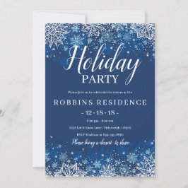 Elegant Blue Snowflake-Julfesten Inbjudningar