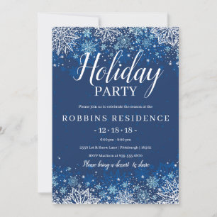 Elegant Blue Snowflake-Julfesten Inbjudningar