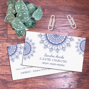 Elegant Blue Snowflake Mandala Affärskort Visitkort