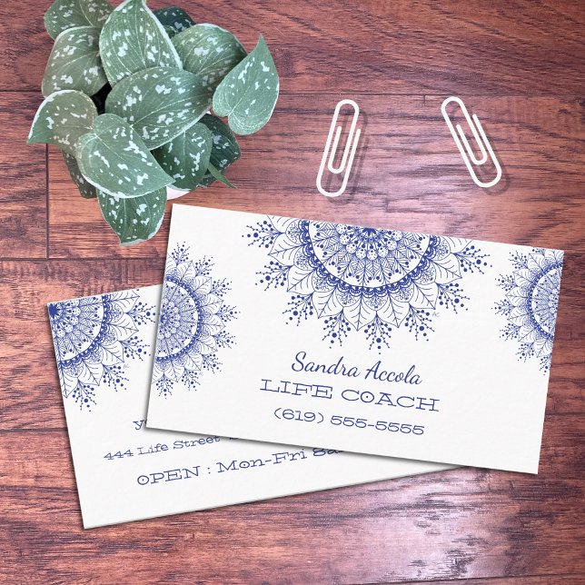Elegant Blue Snowflake Mandala Affärskort Visitkort (Skapare uppladdad)