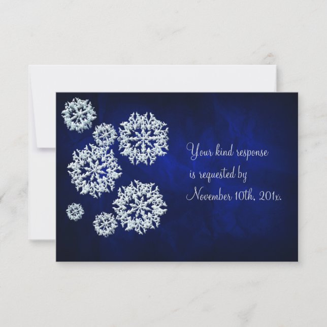 Elegant Blue Snowflake Winter Wedding OSA Kort (Framsida)