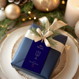 Elegant Blue Snyggt Chic God jul Presentetikett
